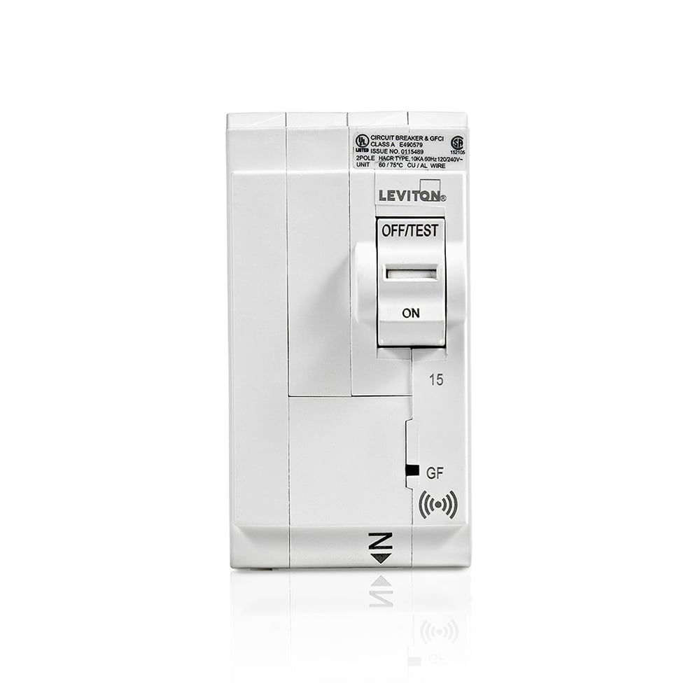 Smart Branch Circuit Breaker, GFCI 2-Pole 15A 120/240V, 10KA Interrupt Rating