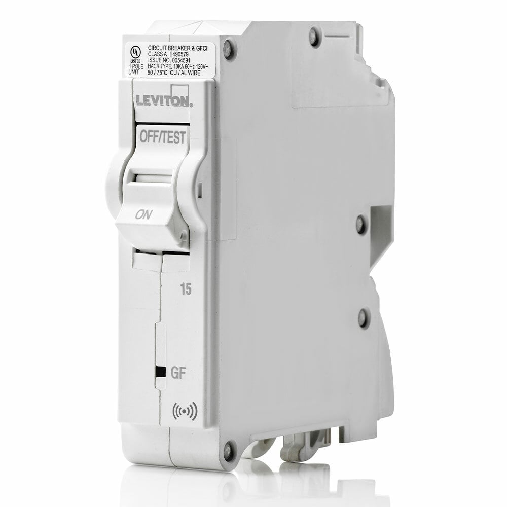 Smart Branch Circuit Breaker, GFPE 1-Pole 15A 120V, 10KA Interrupt Rating