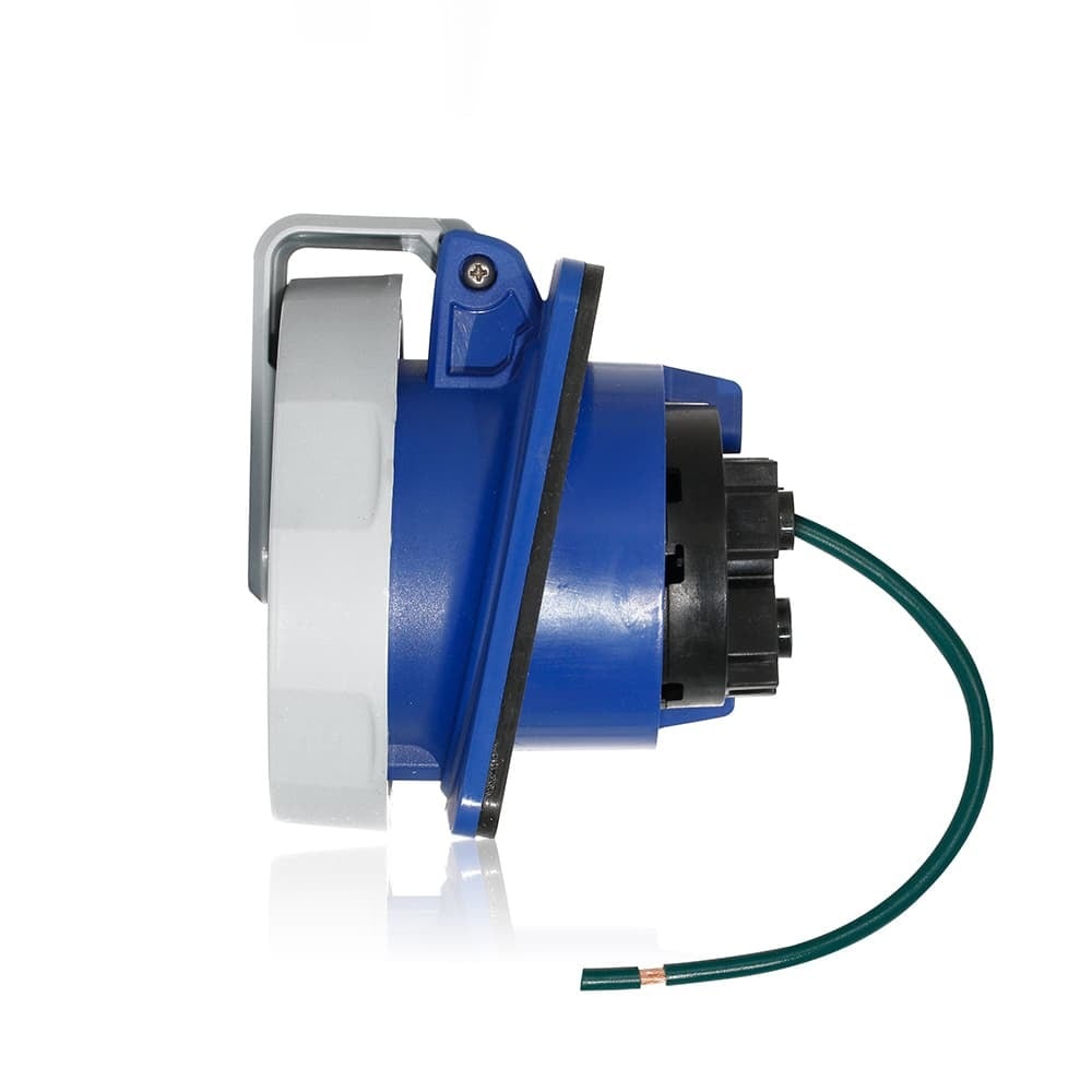 30 Amp, 250 Volt 3-Phase, 3P, 4W, LEV Series North American-Rated IEC 60309-1 & 60309-2 Pin & Sleeve Receptacle, Industrial Grade, IP66-IP67-IP68-IP69K, Watertight - Blue