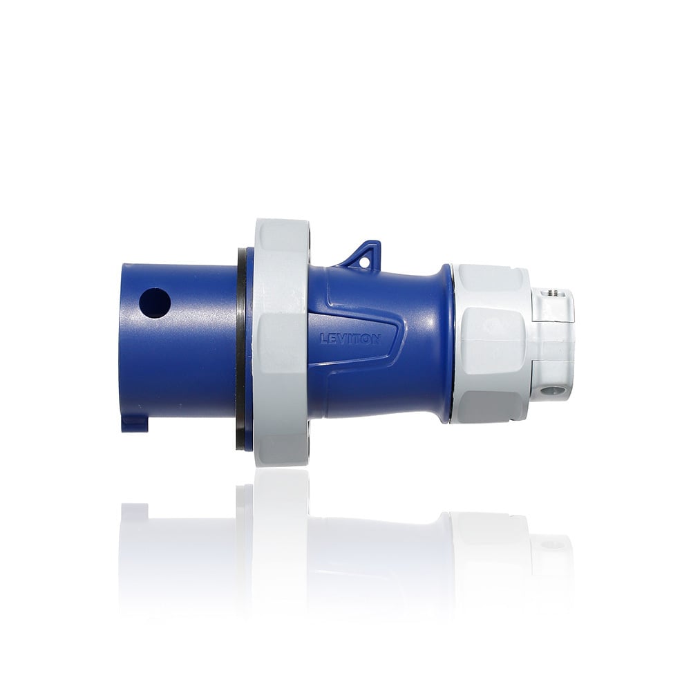 30 Amp, 250 Volt 3-Phase, 2P, 3W, LEV Series North American-Rated IEC 60309-1 & 60309-2 Pin & Sleeve Plug, Industrial Grade, IP66-IP67-IP68-IP69K, Watertight - Blue