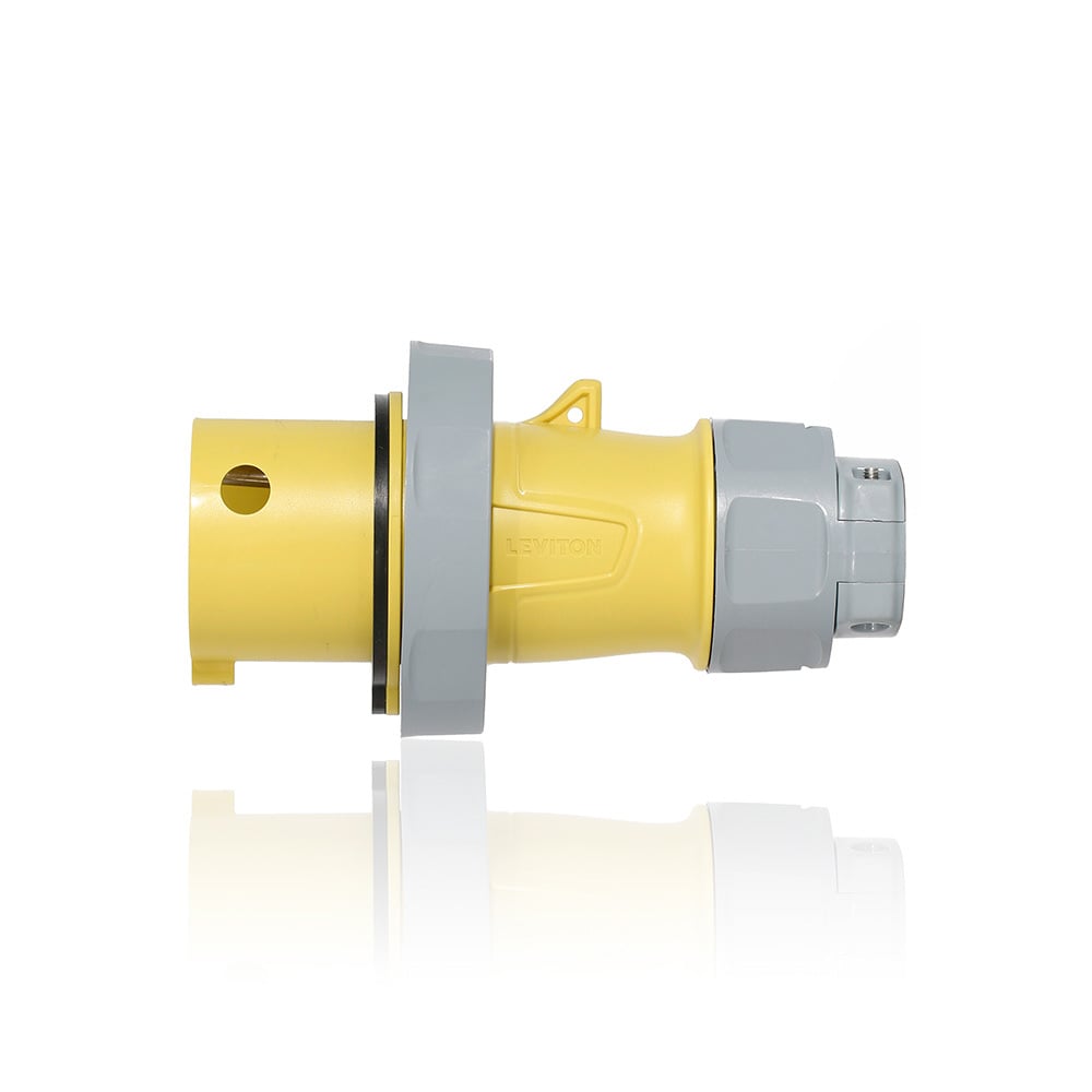 30 Amp, 125 Volt 3-Phase, 2P, 3W, LEV Series North American-Rated IEC 60309-1 & 60309-2 Pin & Sleeve Plug, Industrial Grade, IP66-IP67-IP68-IP69K, Watertight - Yellow
