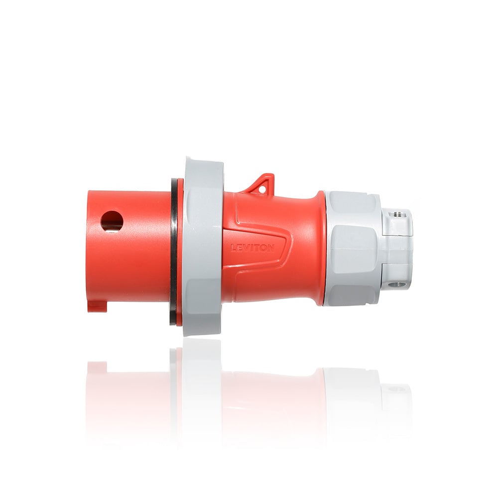 30 Amp, 480 Volt 3-Phase, 2P, 3W, LEV Series North American-Rated IEC 60309-1 & 60309-2 Pin & Sleeve Plug, Industrial Grade, IP66-IP67-IP68-IP69K, Watertight - Red