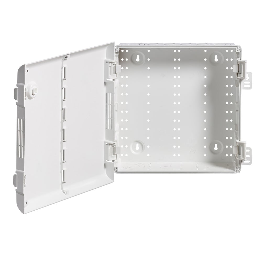 14 " Wireless Structured Media Enclosure with Vented Hinged Door, Plastic, White