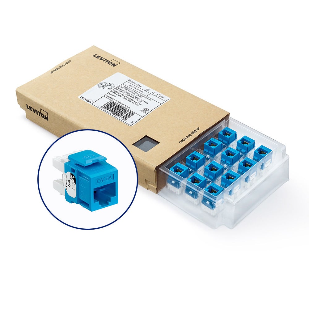 eXtreme Cat 6A QuickPort Jack, Channel-Rated, Blue, GreenPack 12-Pack (includes 12 jacks and 12 cones of silence)