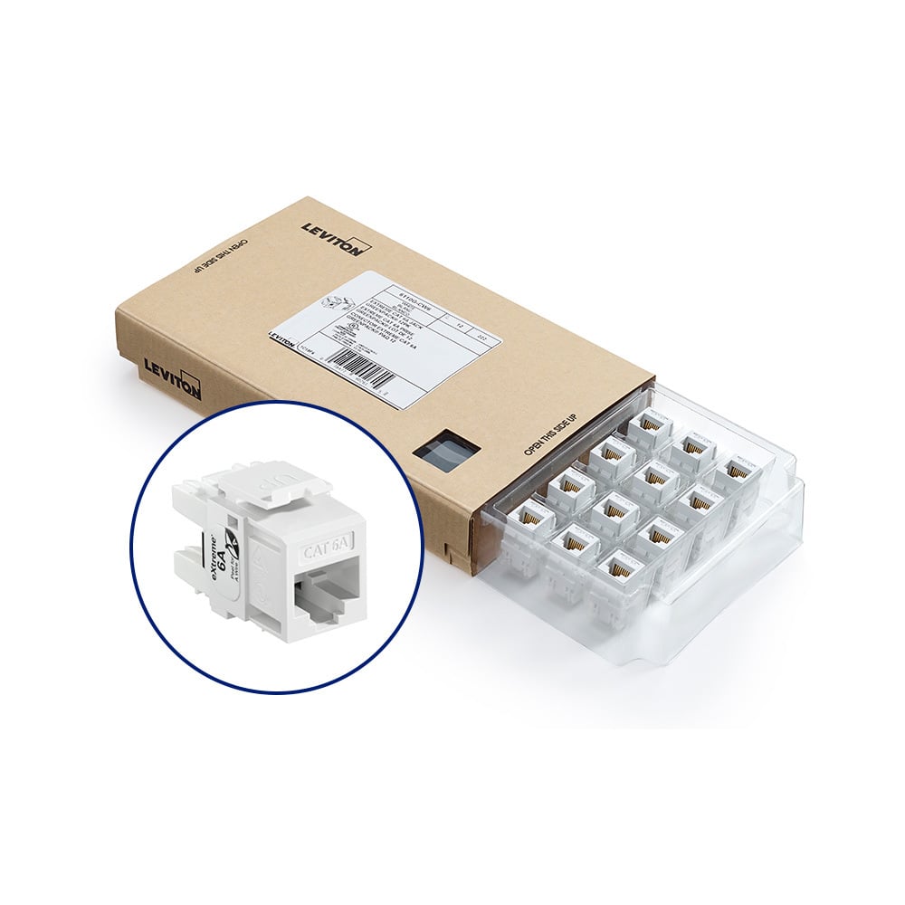 eXtreme Cat 6A QuickPort Jack, Channel-Rated, White, GreenPack 12-Pack (includes 12 jacks and 12 cones of silence)