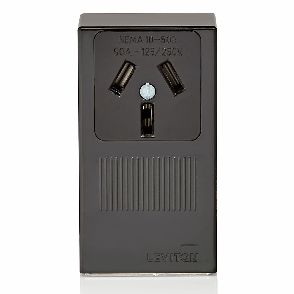 5050-P00 Non-Grounding Single Straight Blade Receptacle, 125/250 V AC, 30 A, 3 Poles, 3 Wires, Black