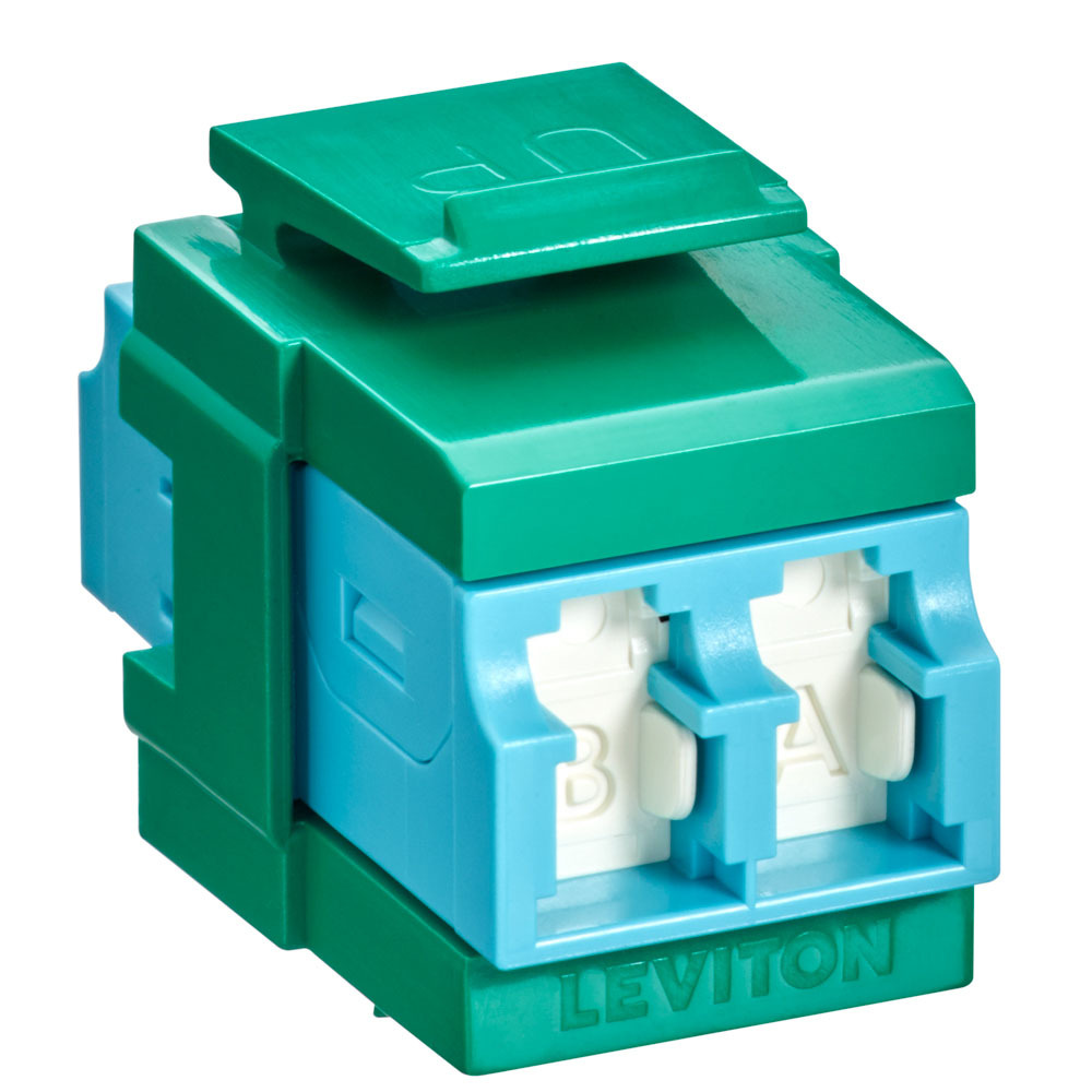 QUICKPORT DUPLEX LC SHUTTERED ADAPTER (AQUA),GREEN HOUSING/BEZEL