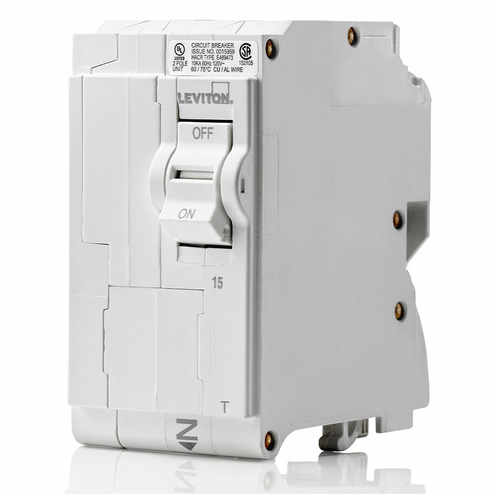 TM BRANCH CIRCUIT BREAKER STANDARD 2-POLE 15A 120/240V. 10KA INTERRUPT RATING.