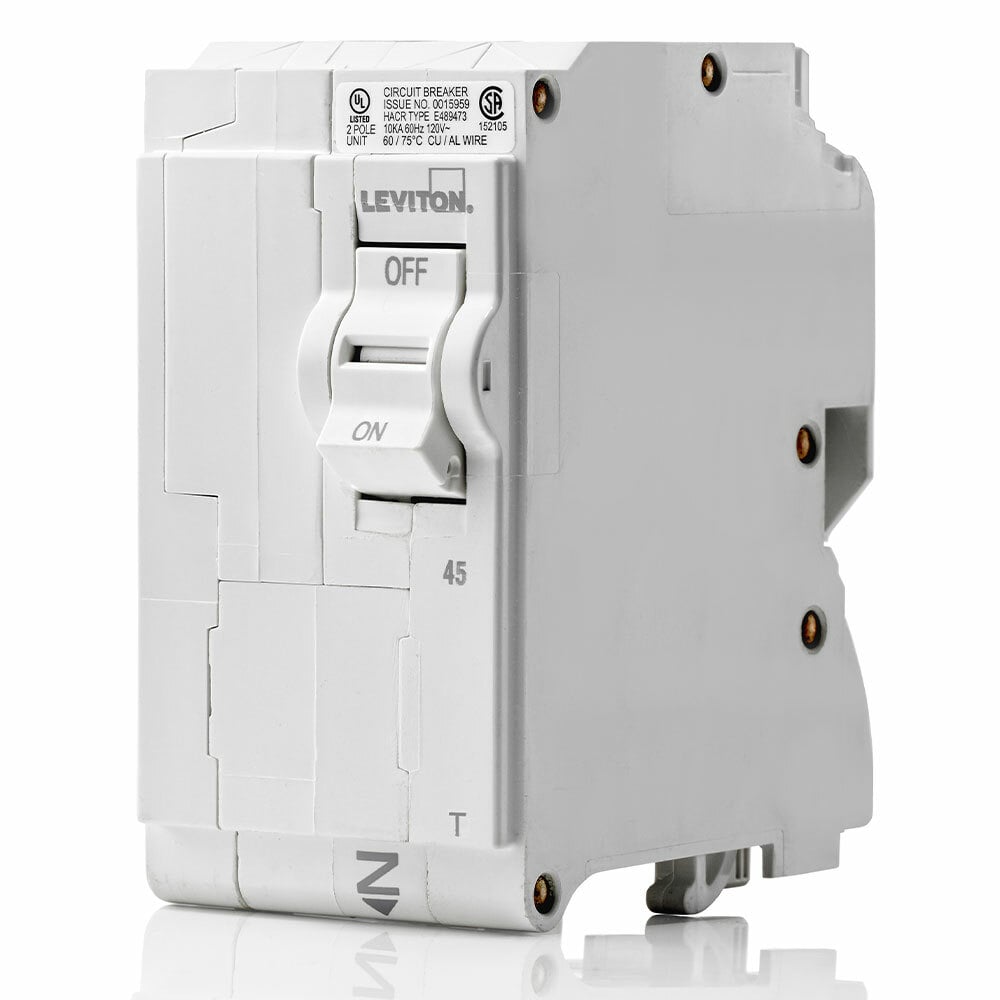TM BRANCH CIRCUIT BREAKER STANDARD 2-POLE 45A 120/240V. 10KA INTERRUPT RATING. W/ INSTRUCTION SHEET