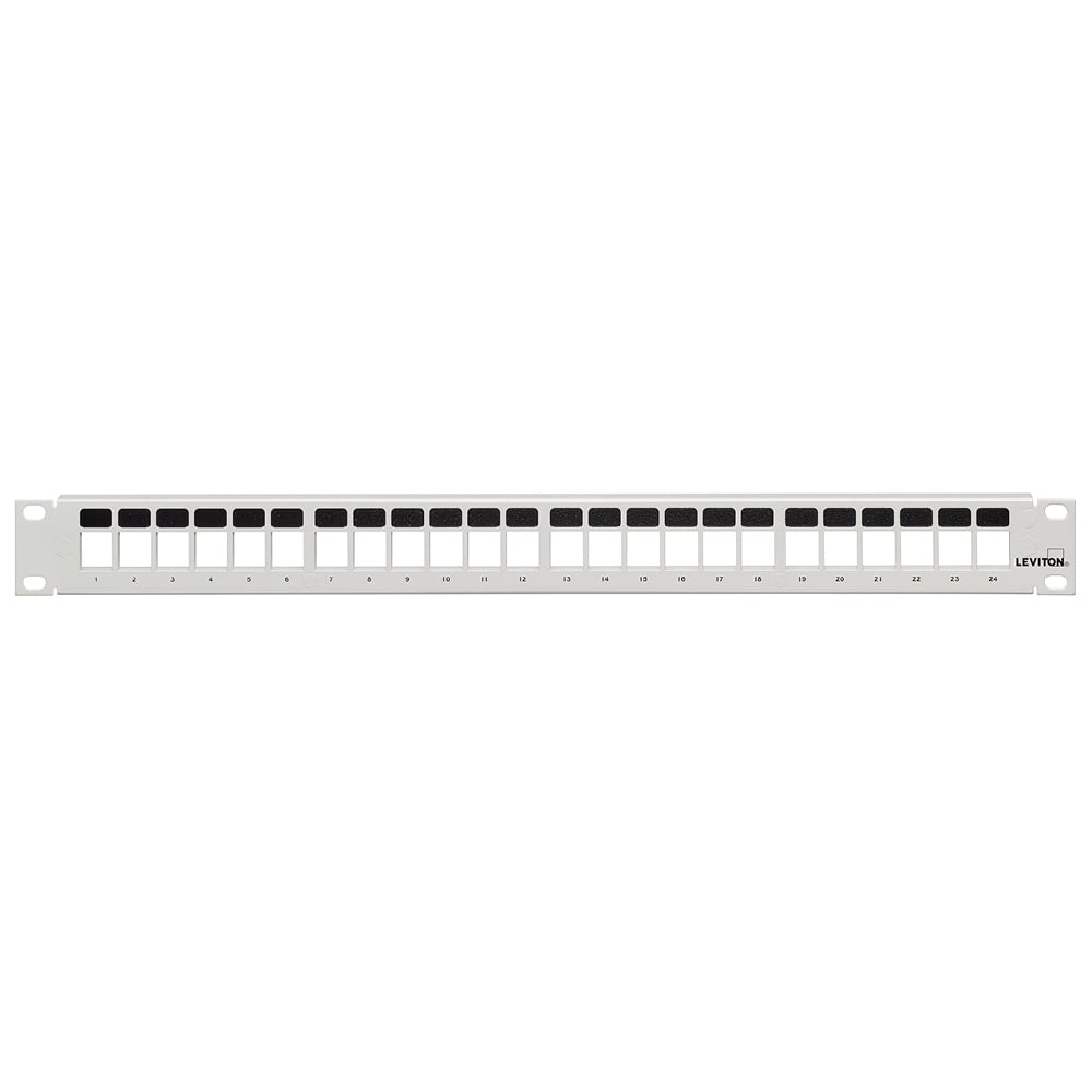 49255-W24 QuickPort 24-Port Flat Unshielded Patch Panel, 19 in L x 1.73 in W x 0.56 in D, 1 RU Rack, Steel
