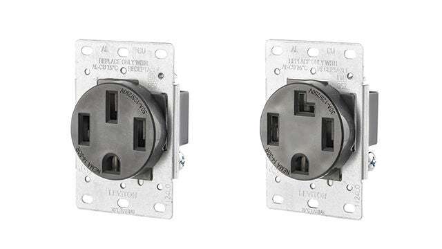 279-BBK Flush Mount Grounding Straight Blade Receptacle, 125/250 V AC, 50 A, 3 Poles, 4 Wires, Black