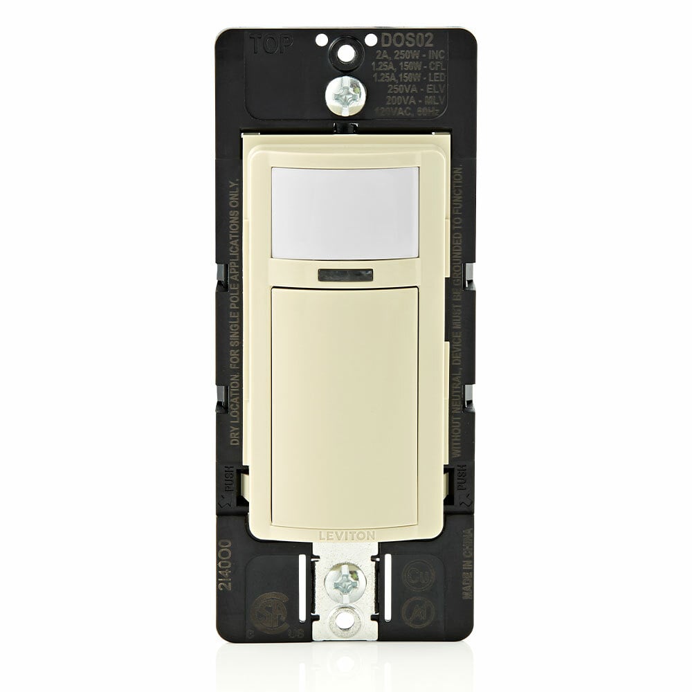 DOS02-1LI Decora 1-Pole Relay Occupancy Motion Sensor, 120 V AC, Passive Infrared Sensor, 900 sq-ft Coverage, 180 deg Viewing