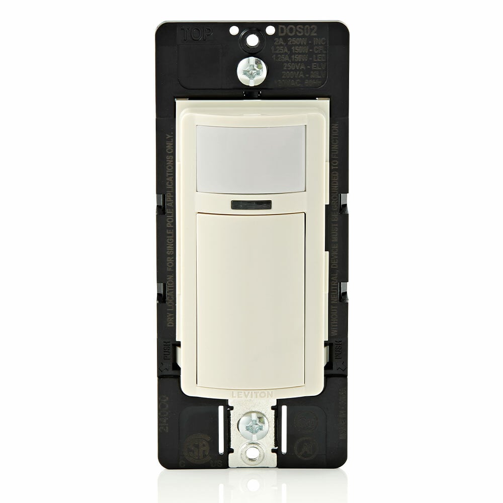 DOS02-1LT Decora 1-Pole Relay Occupancy Motion Sensor, 120 V AC, Passive Infrared Sensor, 900 sq-ft Coverage, 180 deg Viewing