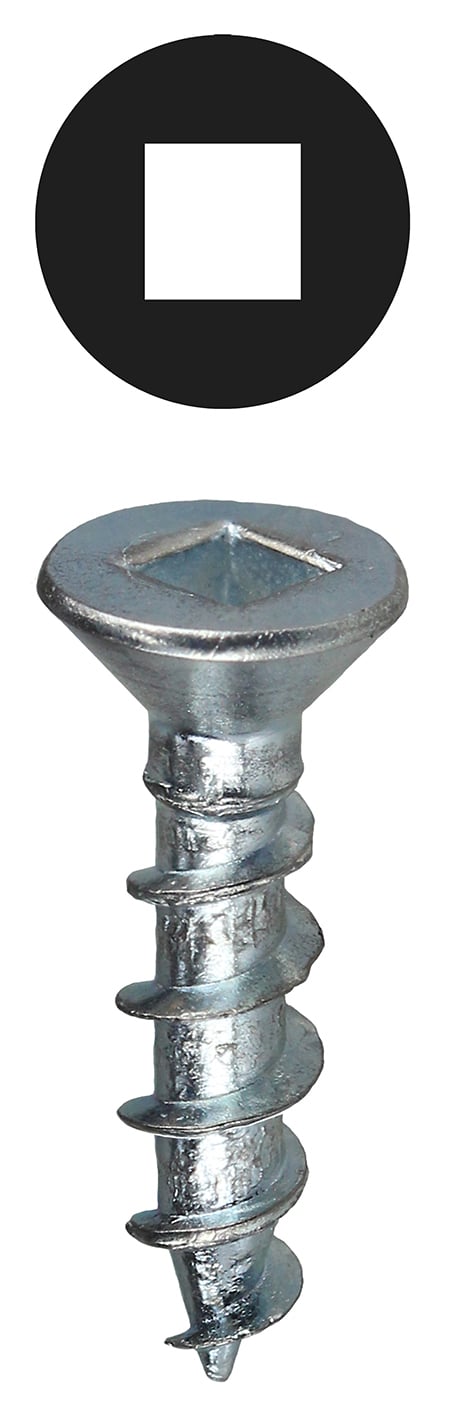 Flat Head Wood Screw, Steel material, #12 x 2-1/2 in. Size, Zinc Plated Finish, Square drive type
