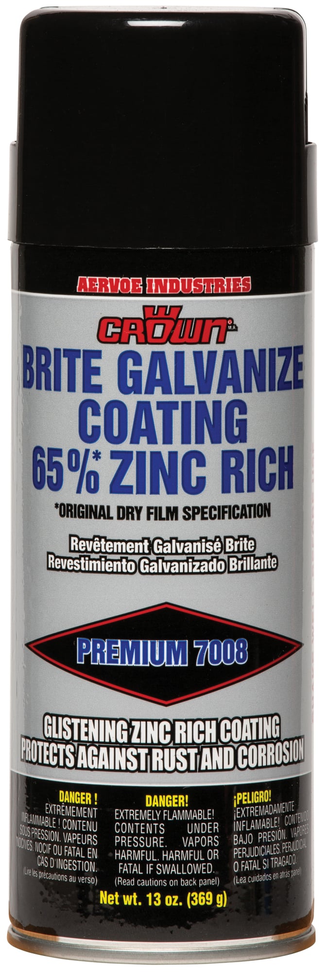Brite Zinc Galvanize Coating, 16 oz aerosol can, Flammable, 15 minute dry time