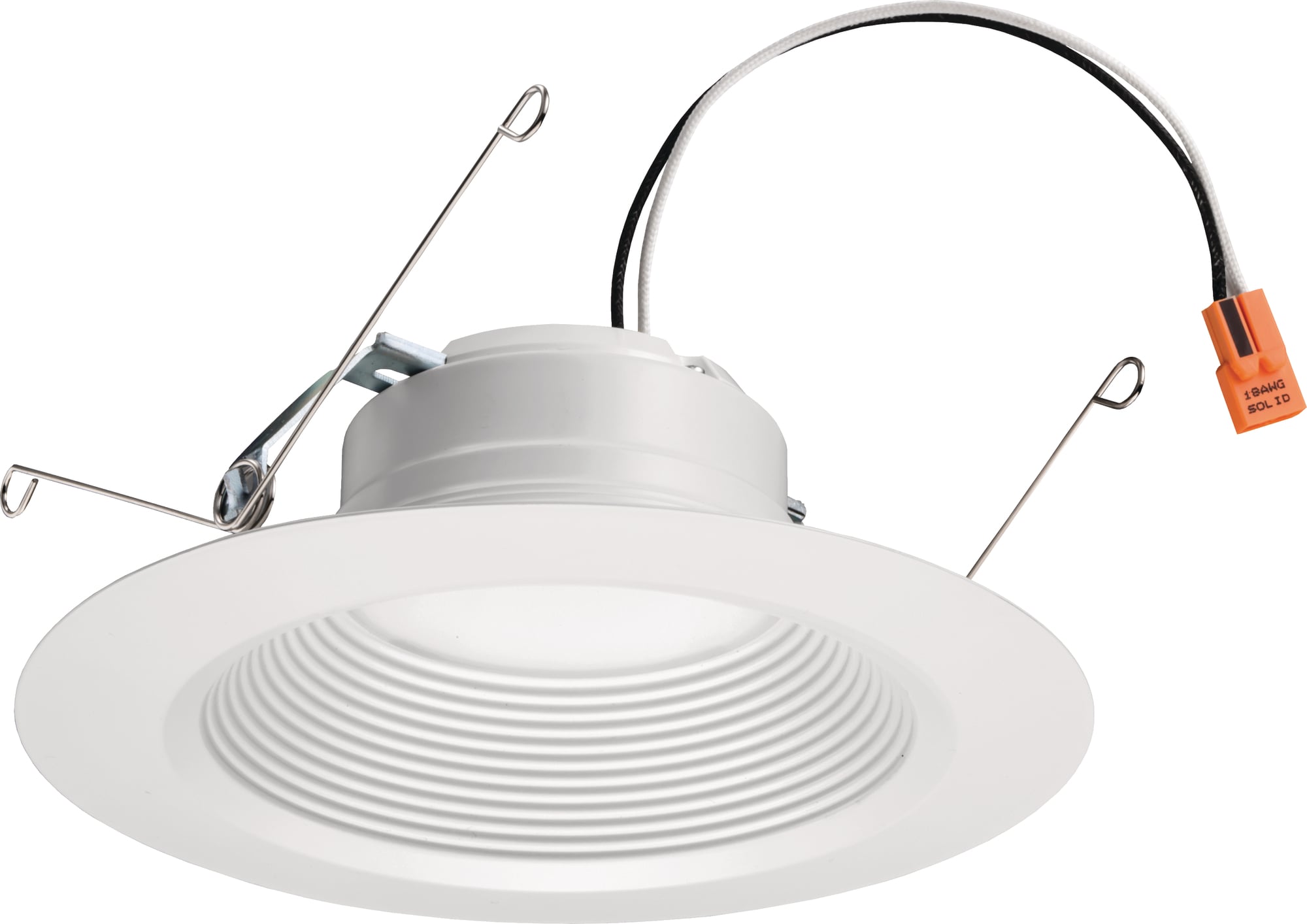 This Lithonia Lighting 5-6 inch LED recessed module with smooth trim is perfect for illuminating a variety of environments. Utilizing friction clip retention, the economical E-Series LED downlight fits most manufacturers 5 and 6 in. recessed can-style housings. Ideal for retrofitting and new construction in a wide variety of residential and light commercial settings such as multi-family residences, retail shops and offices.