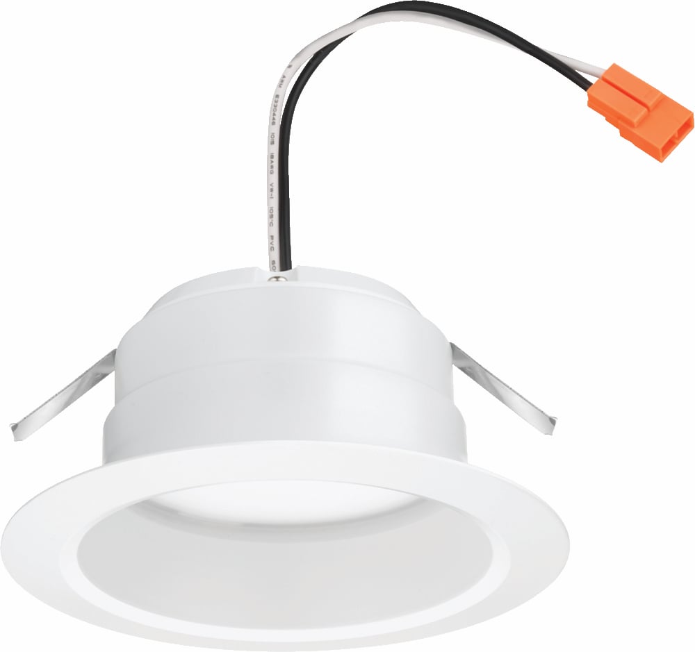This Lithonia Lighting 4-inch LED recessed module with smooth trim is perfect for illuminating a variety of environments. Utilizing friction clip retention, the economical E-Series LED downlight fits most manufacturers 4 in. recessed can-style housings. Ideal for retrofitting and new construction in a wide variety of residential and light commercial settings such as multi-family residences, retail shops and offices.