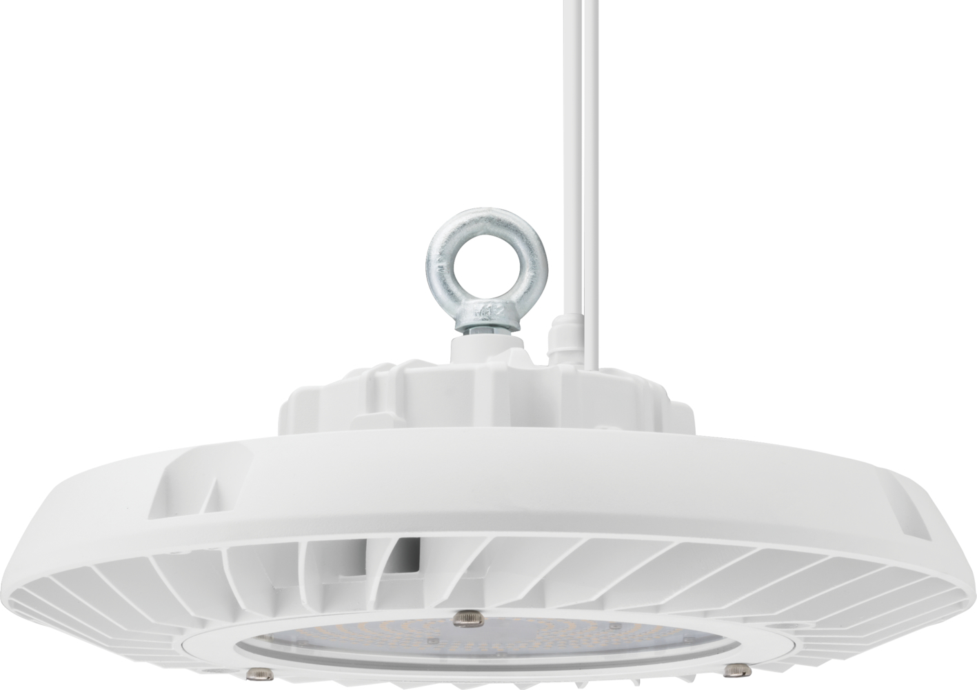 LED Economical Round Bay Light, 18,000 nominal lumens, 347V-480V, 4000K, 80 color rendering index, White finish, SKU - 252JF2
