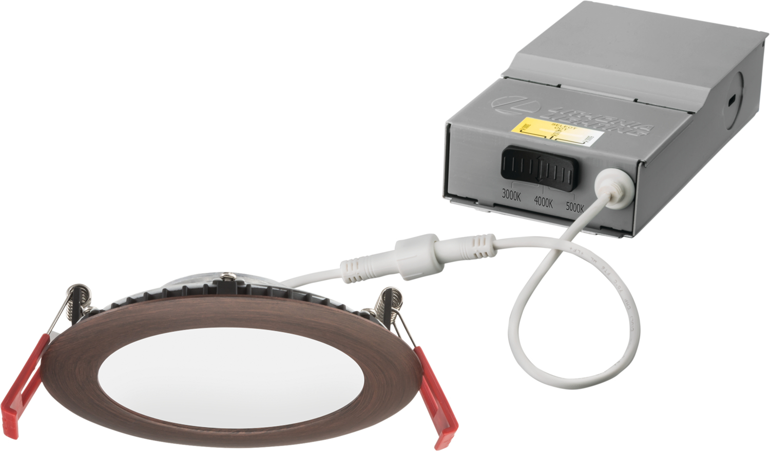 4'' wafer-thin LED downlight, LED, Switchable White, 90 CRI, Oil-rubbed bronze finish (Track), SKU - 264T3E