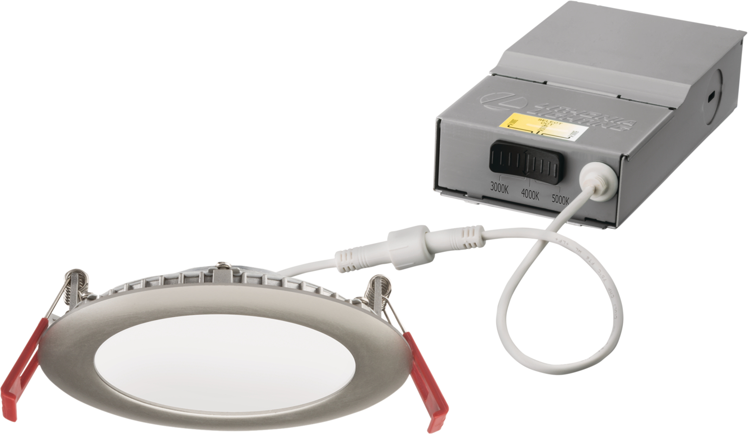 4'' wafer-thin LED downlight, LED, Switchable White, 90 CRI, Brushed nickel, SKU - 264T3G