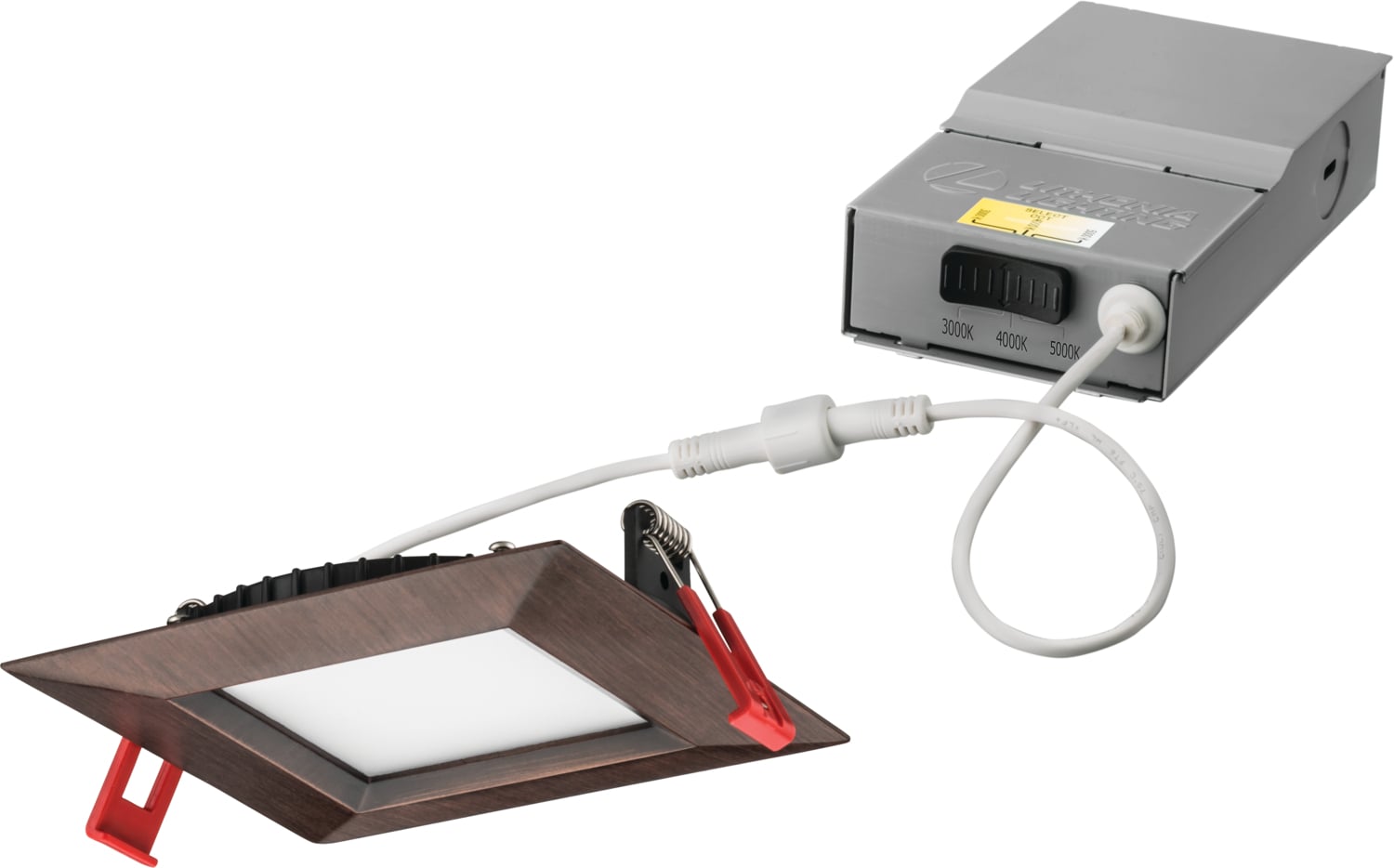 4'' wafer-thin LED downlight, Square, Smooth, LED, Switchable White, 90 CRI, Oil-rubbed bronze finish (Track), SKU - 264T66