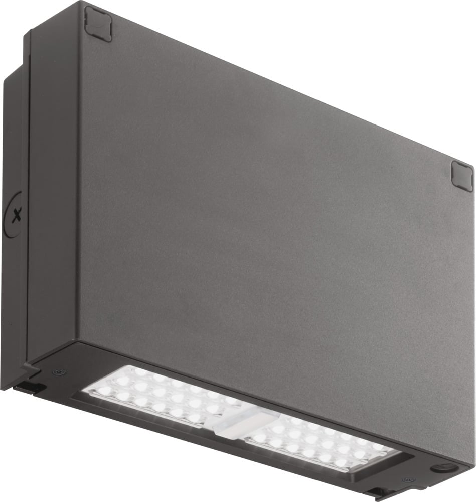 The WPX family of LED wall packs are your best choice for your everyday wall mounted lighting needs. No longer will your customers have to sacrifice performance and style to get the low initial cost that they demand. With three sizes and lumen packages of 1,550 to 9,200 lumens, the WPX family is a site-wide solution, replacing up to 400W metal halide wall packs. Since the WPX footprints are larger than that of typical metal halide glass wall packs, they fully cover unsightly stains, resulting in a neat application without the need for additional patch and repair.