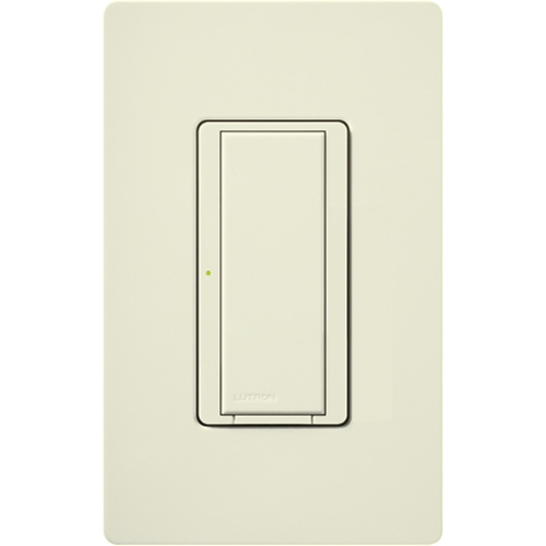 Maestro Wireless Switch, Incandescent/Halogen, Magnetic Low-Voltage, Electronic Low-Voltage, Non-Dim Fluorescent, Specification grade, multi-location/single-pole, 120V/8A light or 3A fan or 1/4 HP motor 277V/8A light or 3A fan in biscuit Vive enabled