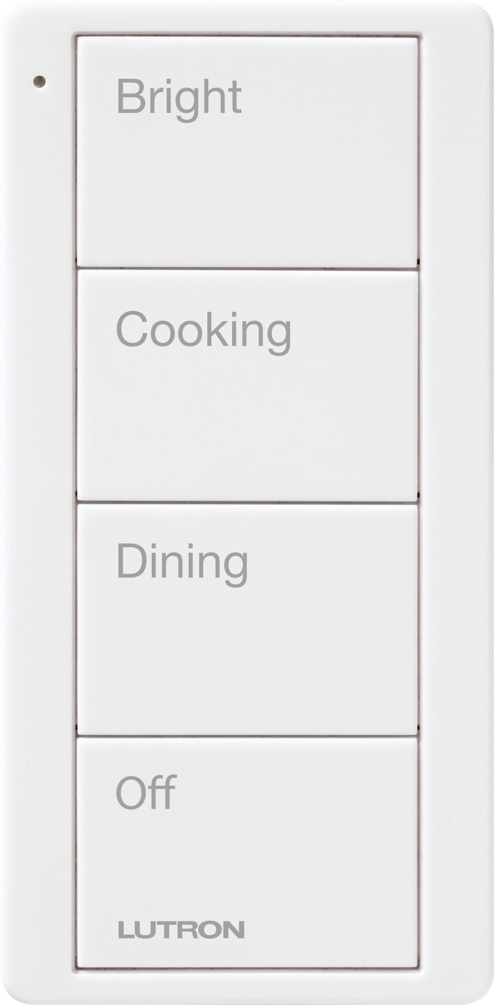 Pico Wireless Control, 4-button, 434 MHz, scene control of lights, kitchen engraving, in white