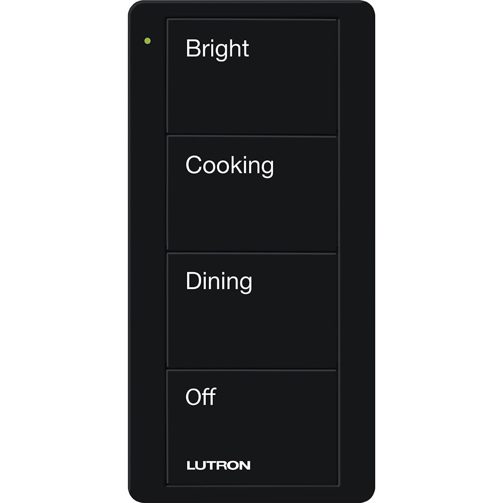 Pico Wireless Control, 4-button, 434 MHz, scene control of lights, kitchen engraving, in black