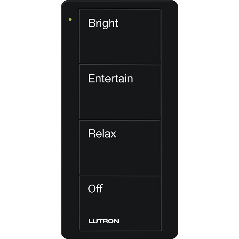 Pico Wireless Control, 4-button, 434 MHz, scene control of lights, any room engraving, in black
