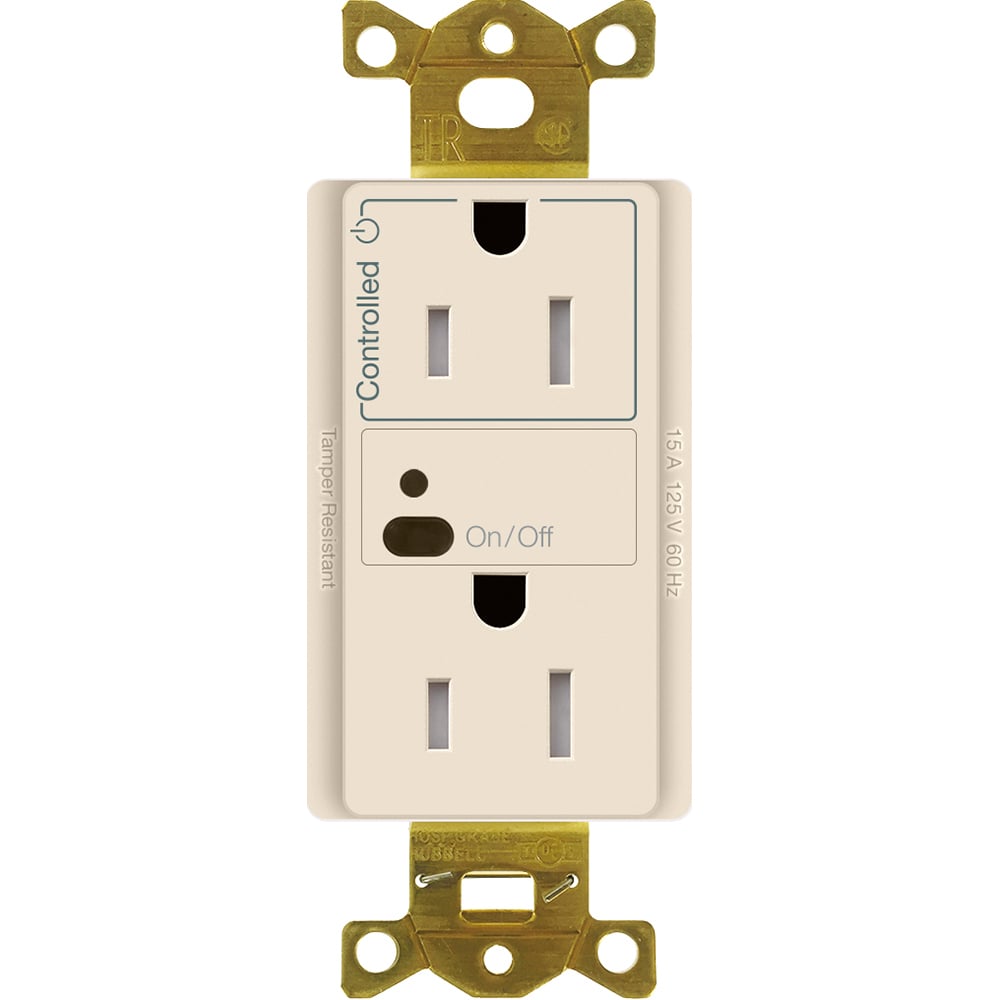 Vive wireless receptacle, 15 A split, in light almond
