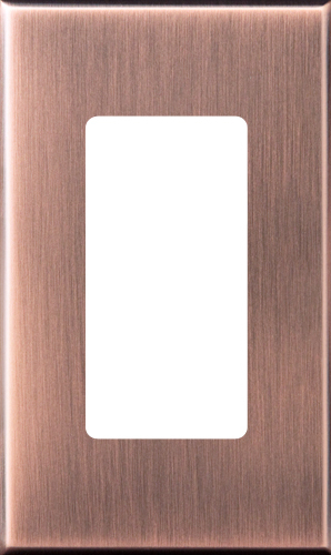 Nova T single-gang wallplate, small opening, no fins broken, in antique bronze