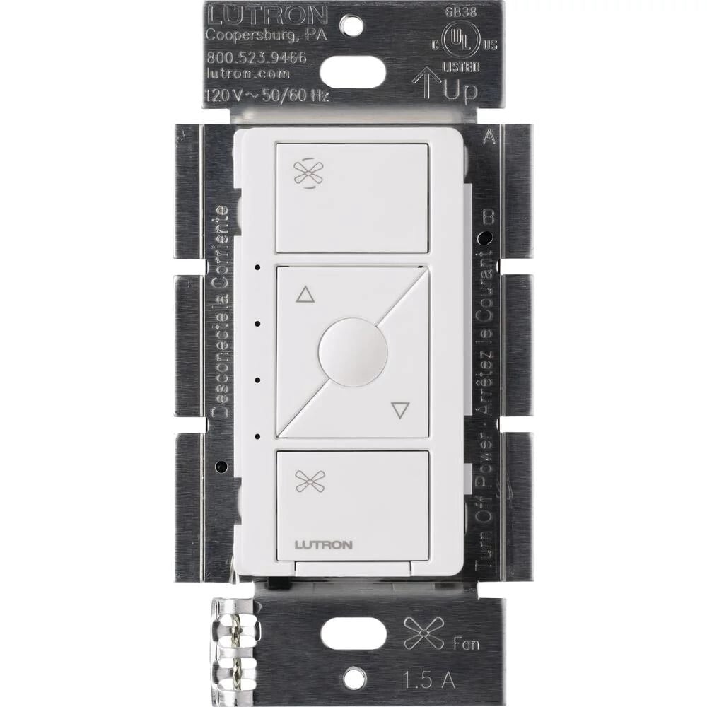 Lutron Caseta Wireless Smart Fan Speed Control Switch, 120V, 1.5A, Single-Pole, White