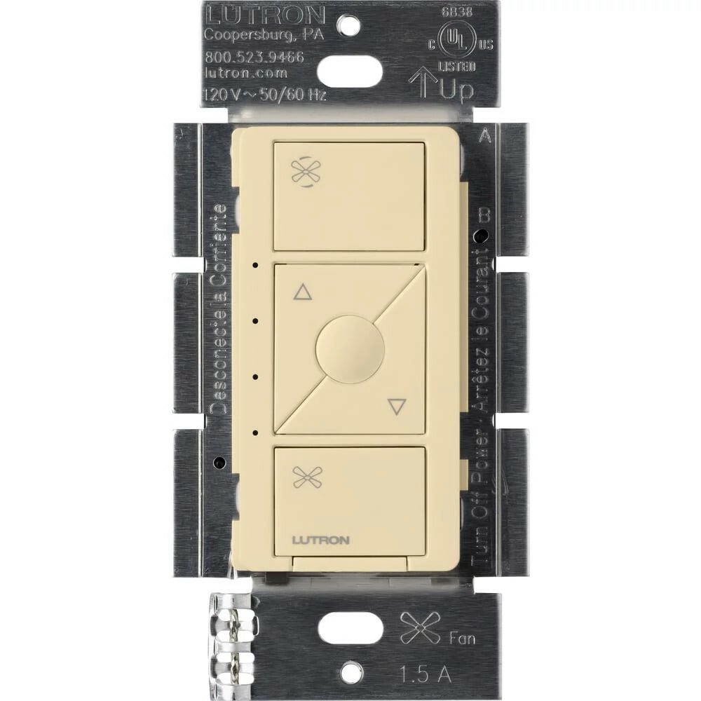 Lutron Caseta Wireless Smart Fan Speed Control Switch, 120V, 1.5A, Single-Pole, Ivory