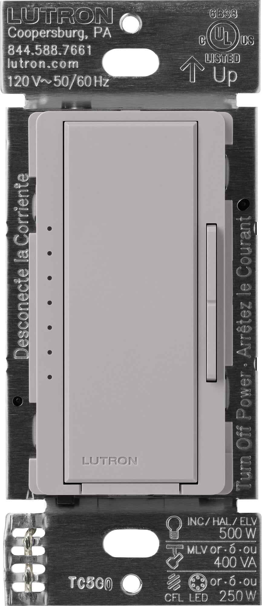Maestro Single Pole, 3-Way, Multi-Location CFL/ELV/LED/MLV Dimmer,500 Watts, Gray