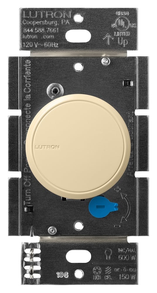 Dalia LED+ Dimmer, 120 V, Rotary Knob, UL1472 / CSA C22.2 184.1, NOM, Ivory, Clamshell