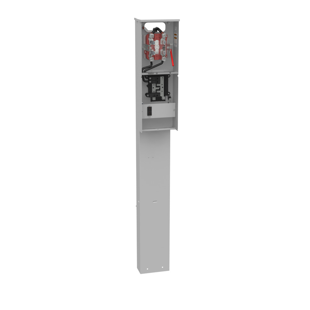 U6221-O-100-10GR 4 Term, Ringless, Plain Top, Lever Bypass, 1-100 Amp, Main Breaker, 520GR, Single Pedestal Direct Bury