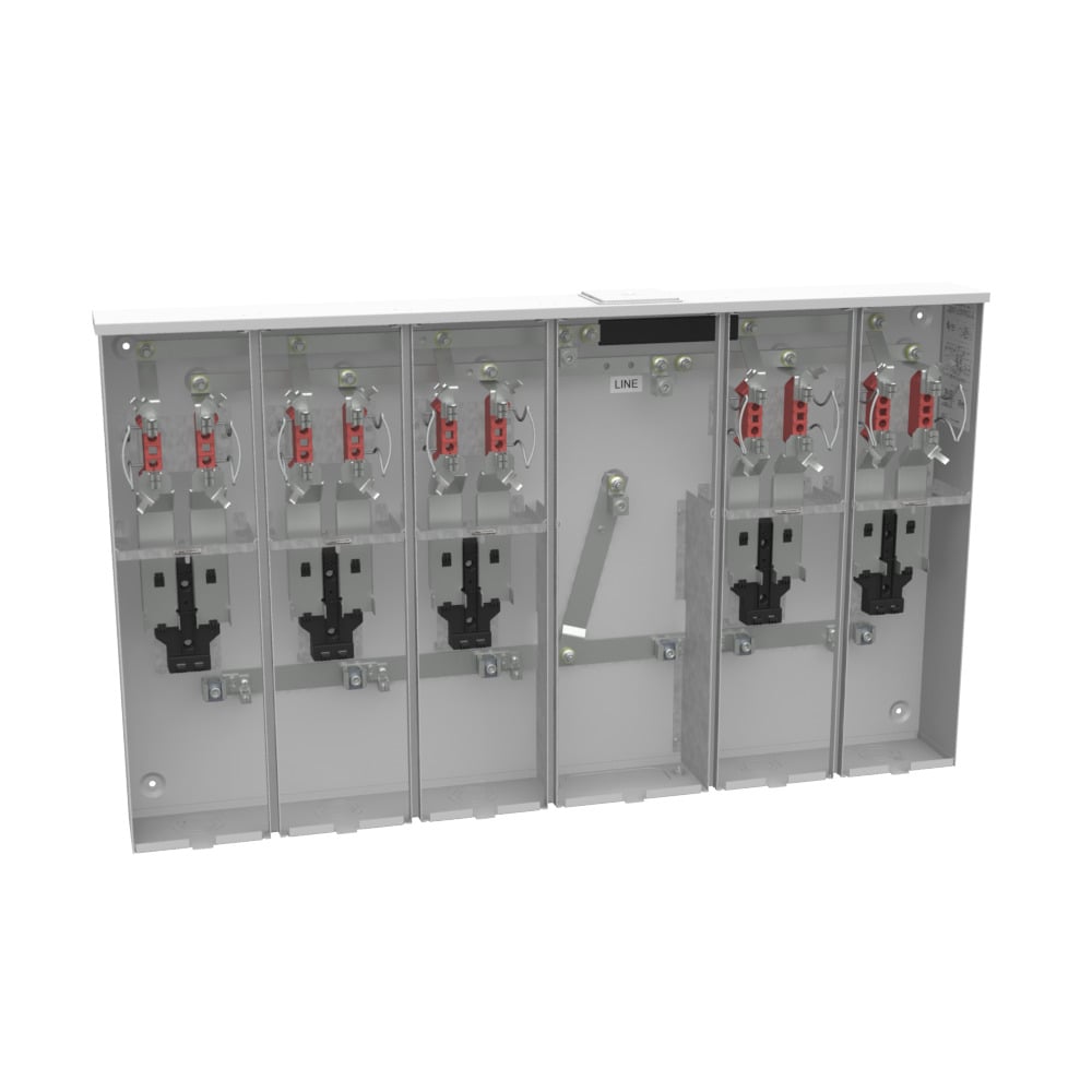 U5905-X-KK-K1-PED 4 Term, Ringless, Large Closing Plate, Horn Bypass, 5 Position, 5-125 Amp, Main Breaker Provision Single Connector, 6-350 kcmil, Pedestal Mount Provision