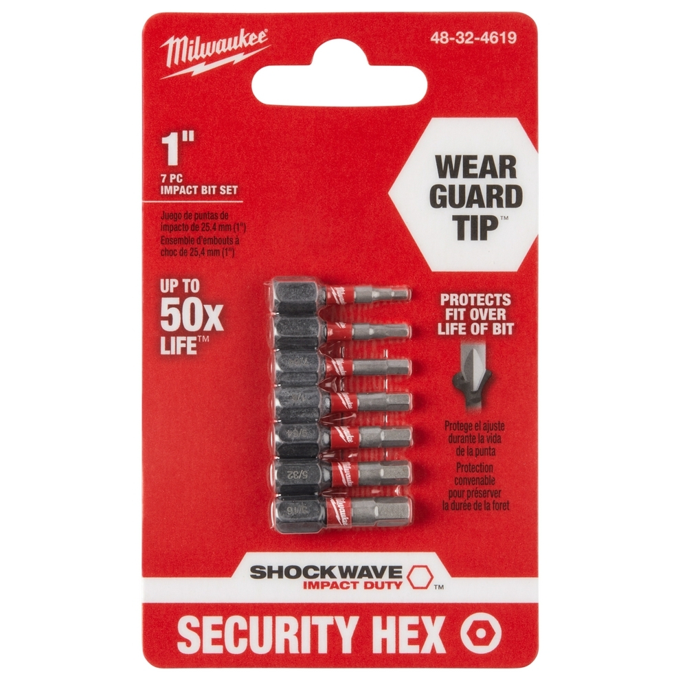 7-Piece SHOCKWAVE Impact Hex Security Insert Bit Set 3PK