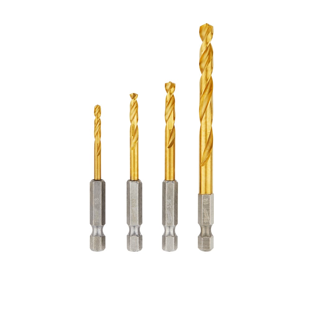 4-Piece SHOCKWAVE Red Helix Drill Bits