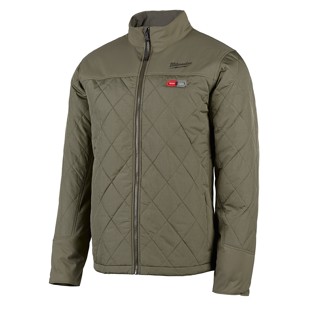 203OG-20S M12 Heated Axis Insulated Heated Jacket, S, Olive Green, Brushed Tricot/Polyester, 38 to 40 in Chest, Resists: Water and Wind