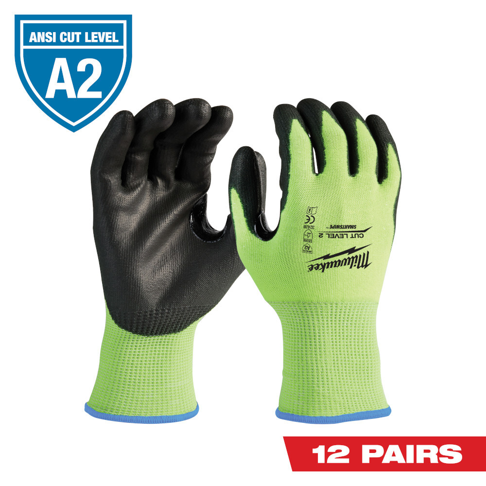 High Visibility Cut Level 2 Polyurethane Dipped Gloves- L