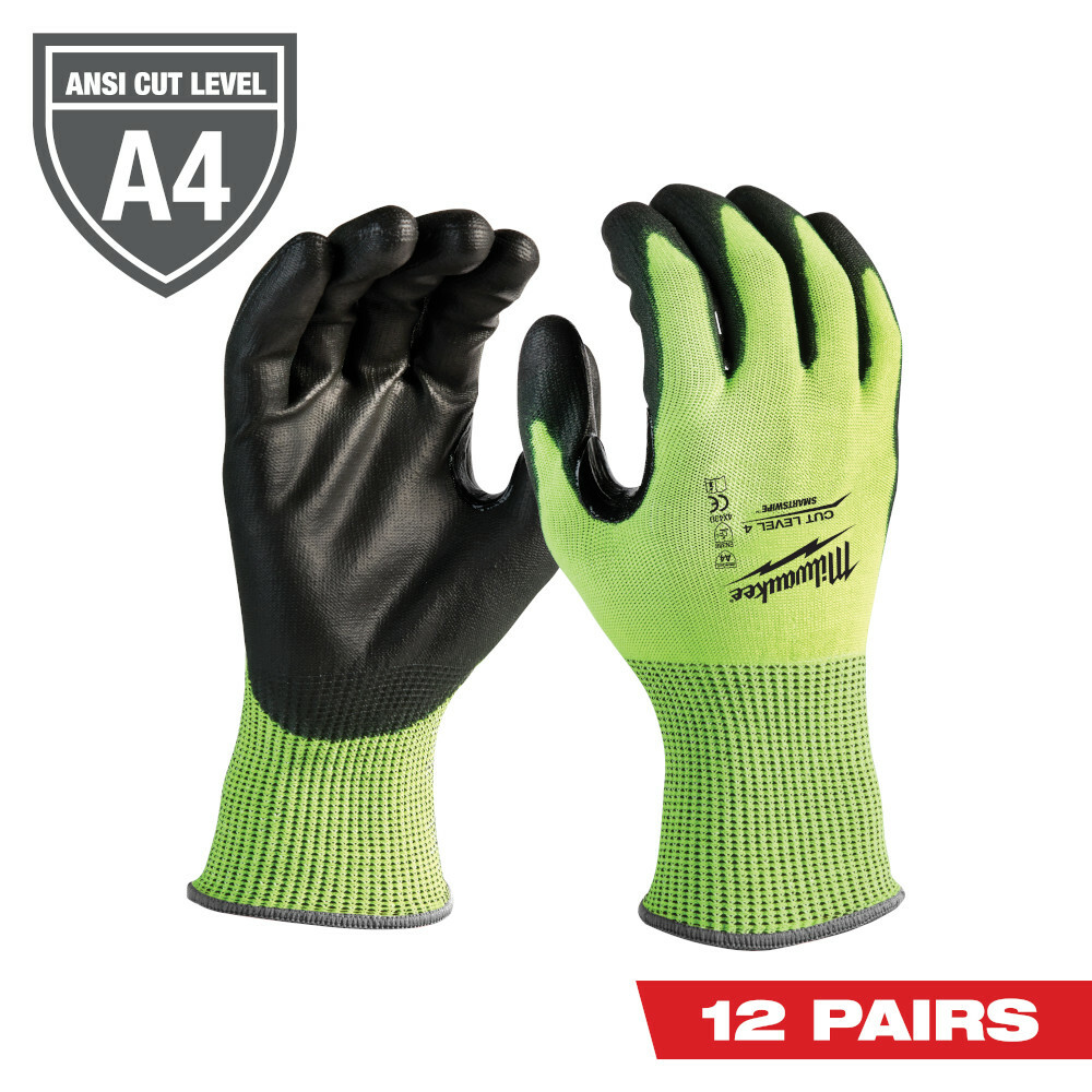 12 Pk High Visibility Cut Level 4 Polyurethane Dipped - L