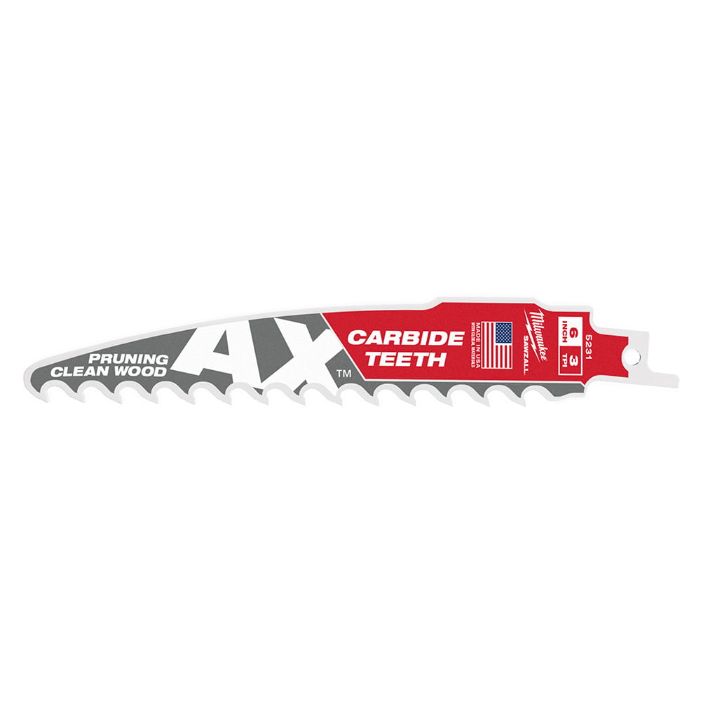 6 3 TPI The AX with Carbide Teeth for Pruning & Clean Wood SAWZALL Blade 1PK