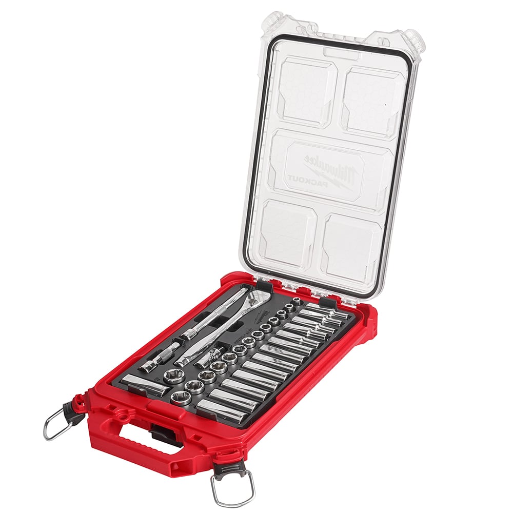 3/8 in. 32 Pc. Ratchet and Socket Set in PACKOUT - Metric