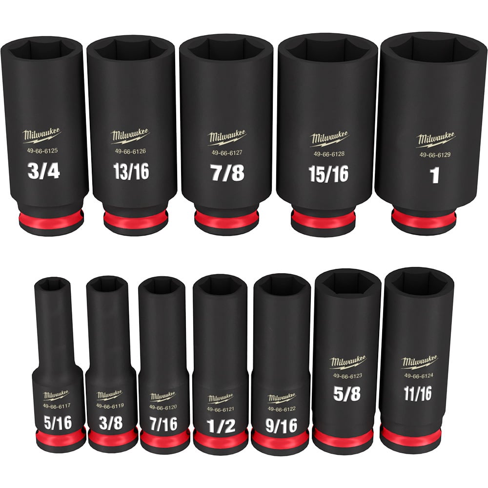 12PC SHOCKWAVE Impact Duty 3/8 Drive SAE Deep 6 Point Socket Set