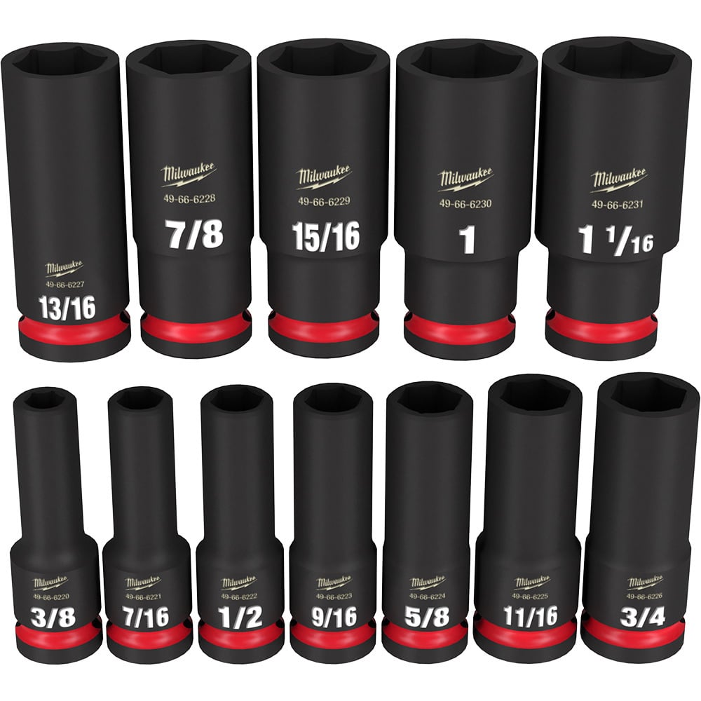 12PC SHOCKWAVE Impact Duty 1/2 Drive SAE Deep 6 Point Socket Set