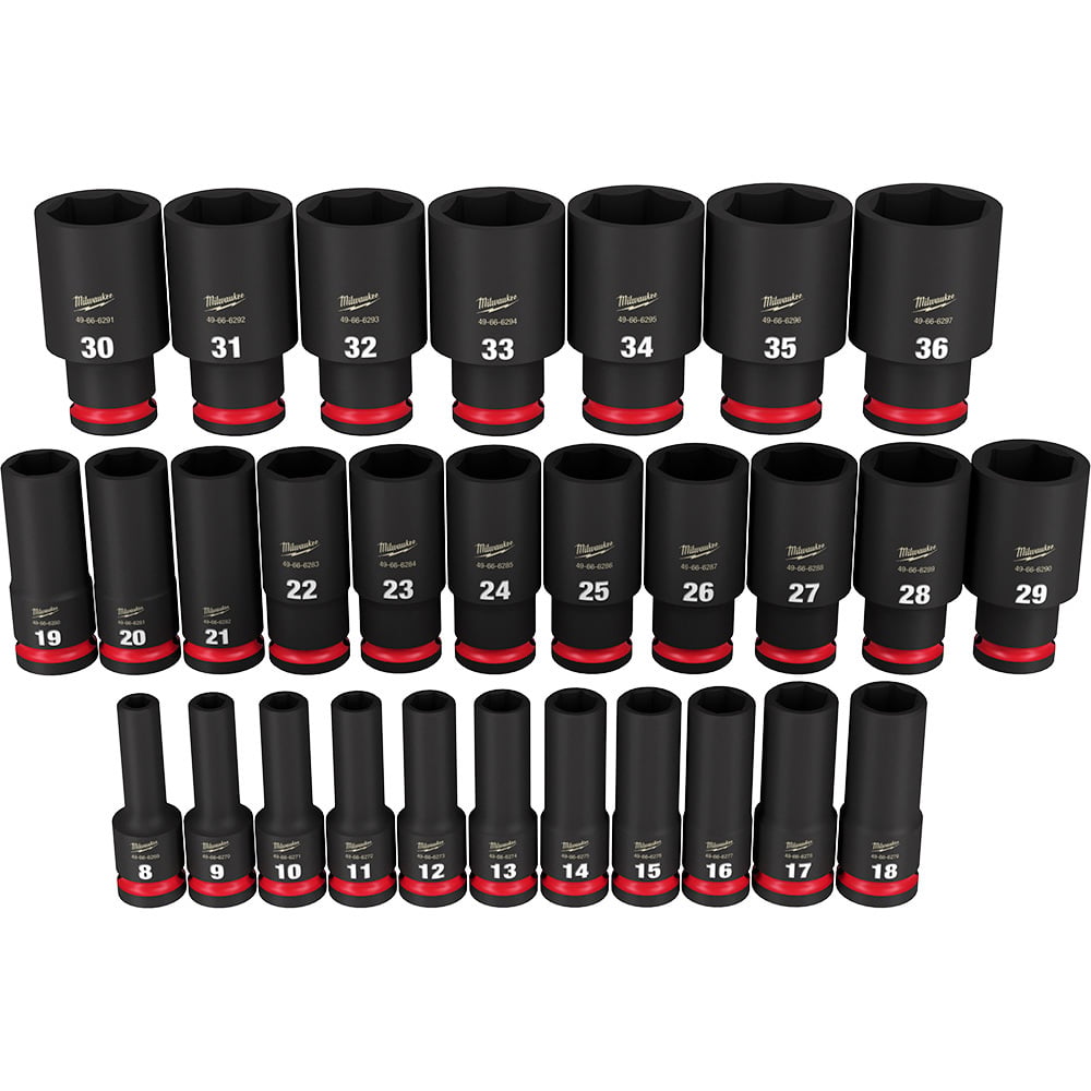 29PC SHOCKWAVE Impact Duty 1/2 Drive Metric Deep 6 Point Socket Set