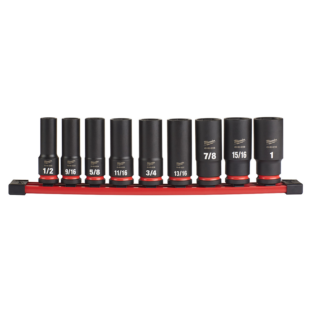 9PC SHOCKWAVE Impact Duty 1/2 Drive SAE Deep 6 Point Socket Set