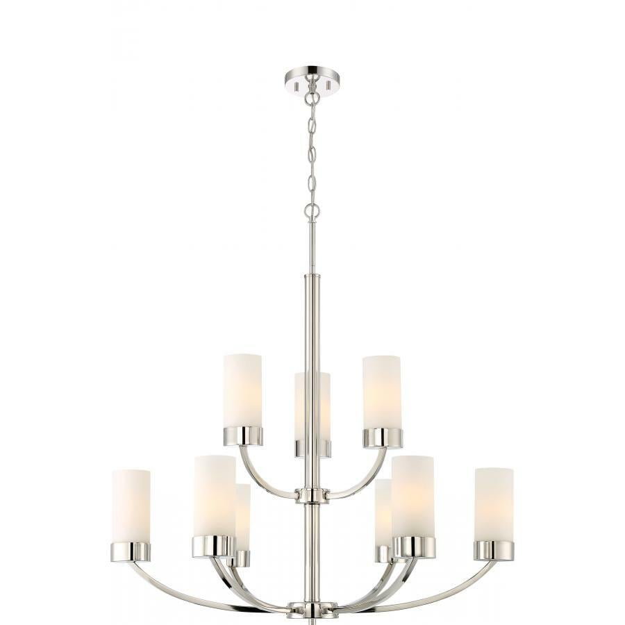 Denver 9 Light Chandelier Fixture - Polished Nickel Finish